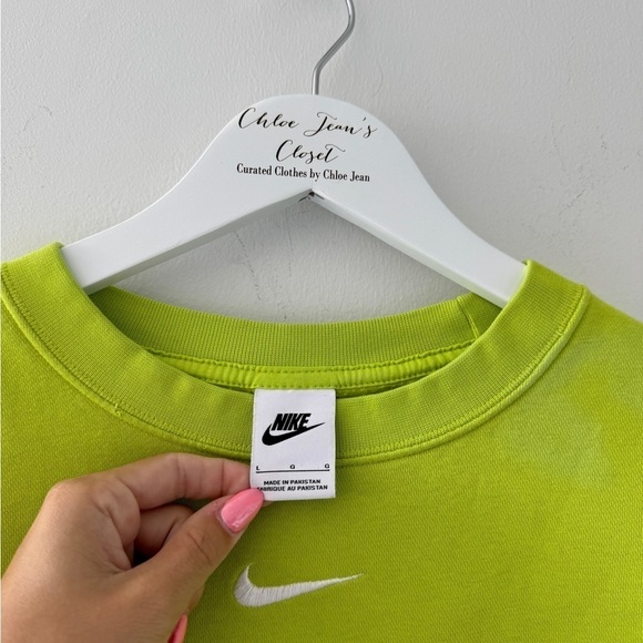 NIKE Lime Green Middle Swoosh Crewneck L - Picture 5 of 6